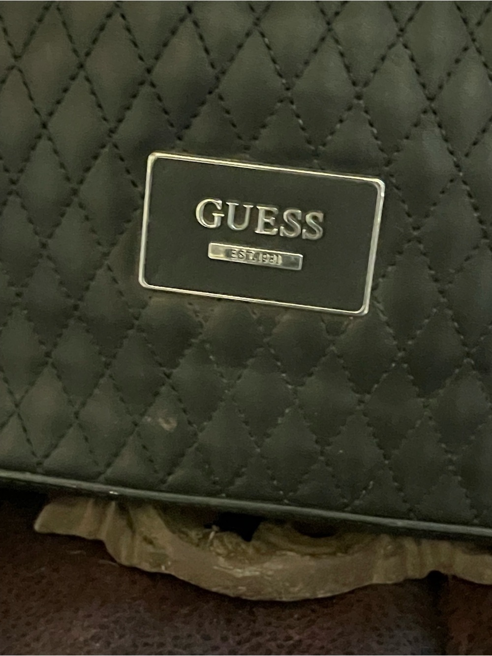 Guess Black Quilted Bag Purse - Picture 2 of 16